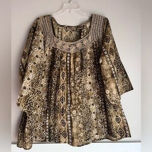 Art And Soul Brown and Cream Patterned Tunic